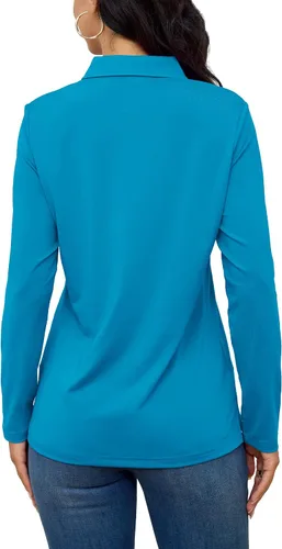 Miniatura 2 de TACVASEN Camisas tipo polo para mujer, camisetas casuales de manga larga para golf