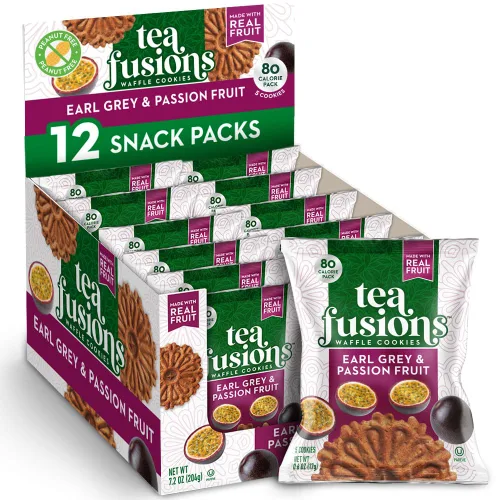 Miniatura 8 de Reko Tea Fusions - Galletas de gofre, té negro y grosella, paquetes de aperitivos envueltos individualmente, pizzelas italianas finas sin sabores ni