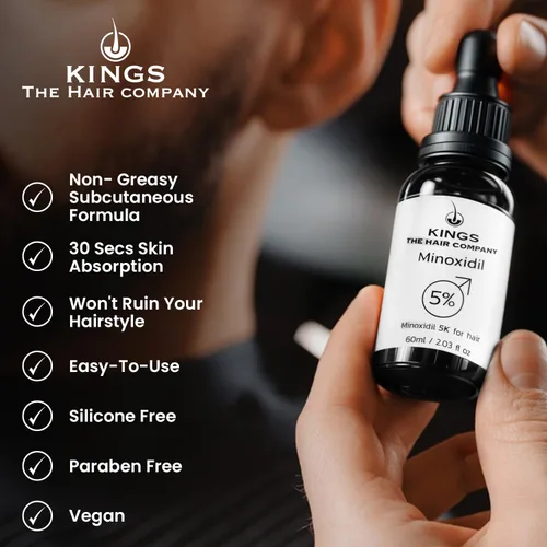 Miniatura 4 de Kings Topical - Fórmula de minoxidil al 5% para hombres sin alcohol, combate el adelgazamiento, el patrón masculino y la pérdida de cabello
