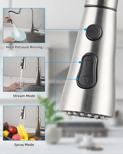 Miniatura 2 de Hibbent Reemplazo del cabezal del grifo de cocina, boquilla de pulverización de 3 funciones del cabezal del grifo de cocina con 9 adaptadores
