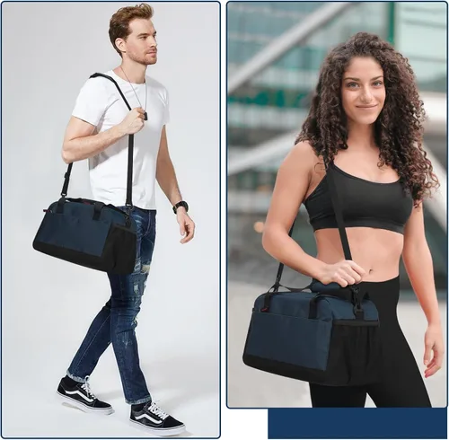 Miniatura 7 de Bolsa de gimnasio pequeña con bolsillo húmedo, Azul marino, Bolsa de gimnasio pequeña