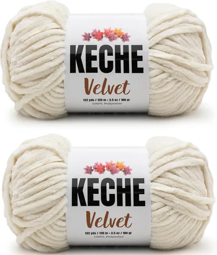 Miniatura 84 de Keche Hilo de terciopelo para ganchillo, manta de felpilla suave, voluminosa, hilo amigurumi, 3.53 oz (132 yardas), color azul bebé