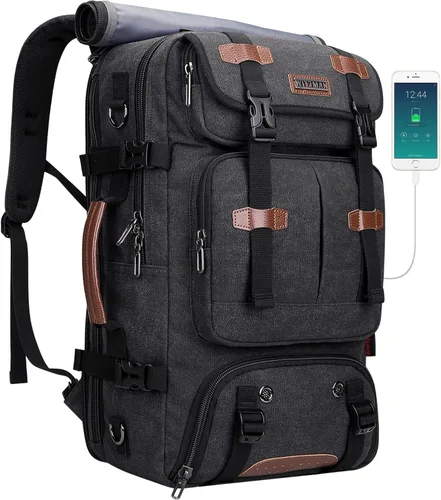 Miniatura 10 de WITZMAN Mochila de Viaje para Hombres 40L Grande Equipaje de Mano Aprobado por Aerolíneas Convertible 3 en 1 Bolsas para Laptop Caben 17 pulgadas