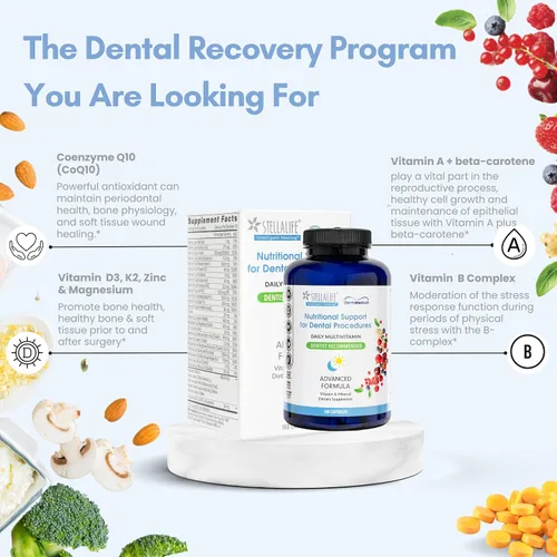Miniatura 3 de StellaLife DentaMedica - Soporte nutricional multivitamínico diario vegano para una recuperación más rápida de la cirugía dental, VIT D3 K2 C B Zinc