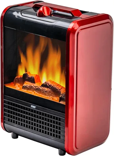 Miniatura 8 de EZ-Heat MTBNT-12 - Mini calentador de espacio para chimenea de 1,200 vatios con llama 3D realista, cuerpo que se mantiene fresco, asa de transporte