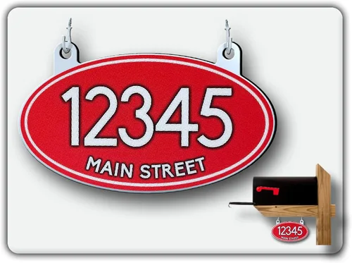 Miniatura 20 de Curb N Sign Placas de Números Colgantes para Buzón - Hechas de Material Compuesto de Aluminio - Súper Reflectantes, Opciones de Doble Cara Números