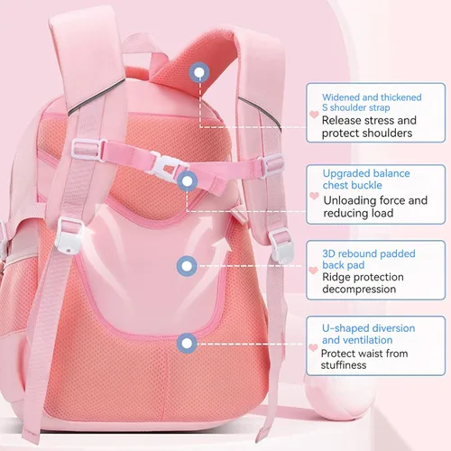 Miniatura 3 de KEBEIXUAN Mochilas para niñas con bonito colgante Kawaii School Bag, A-Rosa, Lindo