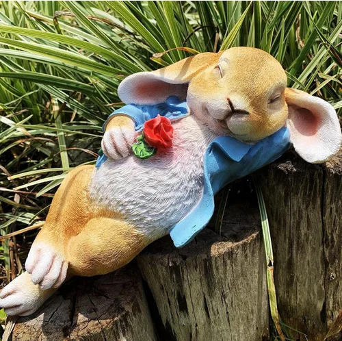 Miniatura 3 de iRonrain Estatuas de jardín, conejito de fantasía, decoración de arte al aire libre, figuras de animales para el día de Acción de Gracias