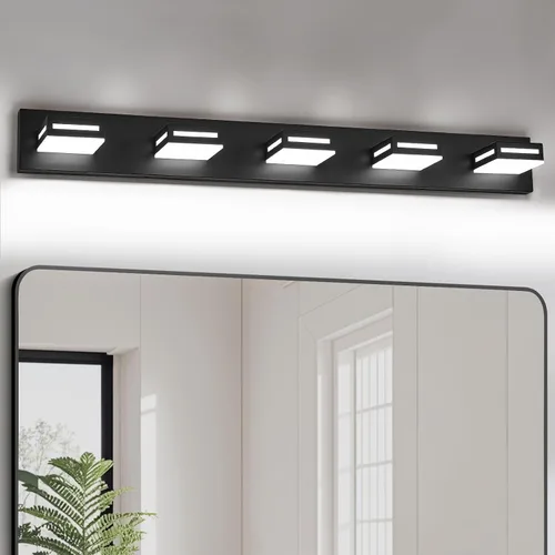 Miniatura 19 de Lámparas LED modernas para baño, 3 luces de 24 pulgadas, regulables, 5CCT, ajustables, color negro mate, para accesorios de iluminación de baño