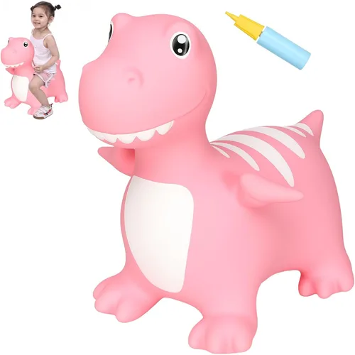 Miniatura 16 de INPANY Tolva de unicornio rosa, tolva de caballo, juguete inflable inflable para niños, niños y niñas, niños pequeños (bomba incluida)