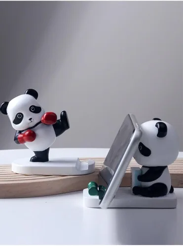 Miniatura 2 de Cute Panda Phone Stand for Desk Resin Bear Figurines Phone Holder White and Black Statue Kawaii Desk Accessories