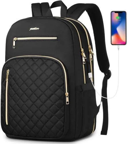 Miniatura 9 de YAMTION Mochila para mujer, mochila para laptop de 15.6 pulgadas para mujer, mochila USB para negocios, trabajo, oficina, universidad, azul oscuro