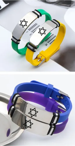 Miniatura 4 de ForeverWill Pulsera de silicona ajustable con estrella de David de Jerusalén para mujeres hombres adolescentes judaísmo Israel brazalete judío Mogen