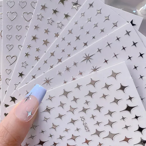 Miniatura 19 de Calcomanías de uñas de gato, 8 hojas de calcomanías autoadhesivas 3D con diseño de gato dorado, plateado, negro, blanco, para niños, niñas, mujeres