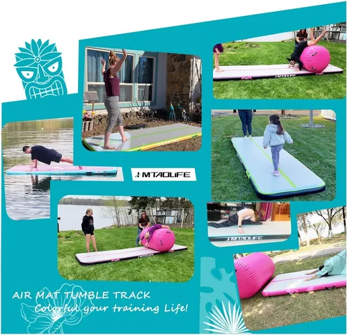 Miniatura 7 de Gymnastics Air Roller Air Barrel, Inflatable Tumble Roller Mat, Air Roller Gymnastics Barrel Kids Back Somersault Backbend Trainer for Yoga Training