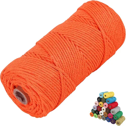 Miniatura 31 de Cordón de algodón para macramé, hilo torcido de 4 capas, cuerda de algodón natural, suministros perfectos de macramé, para hacer soportes colgantes