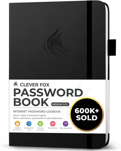 Miniatura 30 de Clever Fox - Libreta de contraseñas con pestañas alfabéticas, organizador de direcciones de Internet, tamaño grande, para inicios de sesión en Azul