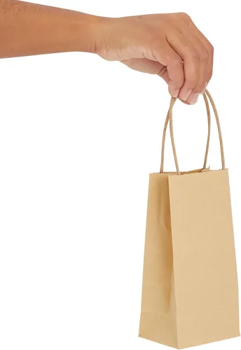 Miniatura 7 de Juvale Mini bolsas de regalo marrones con asas, paquete de 50, 3.5 x 2.4 x 7 pulgadas, mini bolsas de papel para minoristas, recuerdos de fiesta