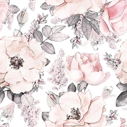 Papel tapiz floral para despegar y pegar – Papel tapiz autoadhesivo extraíble de peonía, rosa y hojas vintage – Mural decorativo de pared para
