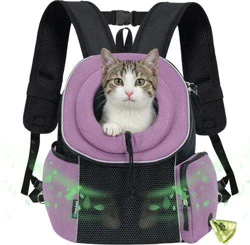 Miniatura 11 de PetAmi Mochila transportadora frontal para perro, mochila de transporte de pecho ajustable ventilada para perros y gatos, transportadora para perros