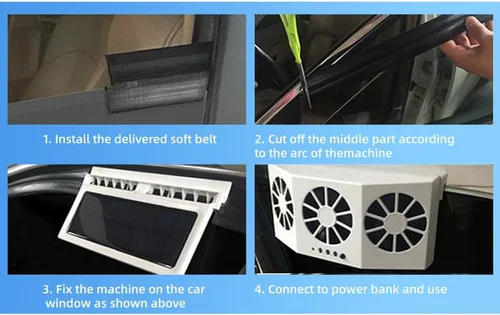 Miniatura 5 de Riloer Ventilador de coche con energía solar, ventilador de escape de automóvil con energía solar, radiador de automóvil, elimina el olor peculiar