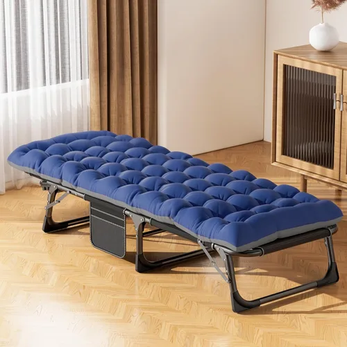 Miniatura 8 de ABORON Catres de campamento de 5 posiciones para adultos, catre de dormir plegable al aire libre, tumbona plegable con almohada, silla reclinable