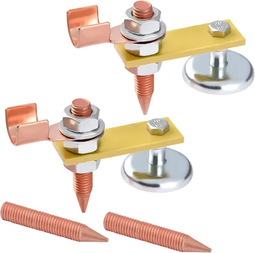Paquete de 2 herramientas de sujeción magnética de soldadura con 2 varillas conductoras, cabeza magnética de soldadura, fuerte magnetismo de succión