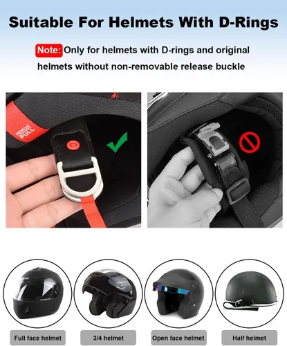 Miniatura 4 de Lamborsafe Kit de hebilla de liberación rápida para casco, clip de correa de barbilla para casco de motocicleta para cara completa, 3/4, medios