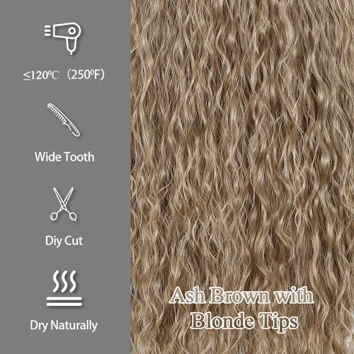Miniatura 7 de SAPPHIREWIGS Pelucas de encaje frontal color marrón, sin pegamento, onda de agua, de encaje frontal sintético, para mujeres afrodescendientes