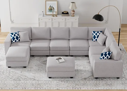 Miniatura 9 de Legend Vansen - Sofá modular seccional en forma de U con otomano, sofá reversible moderno de esquina para sala de estar