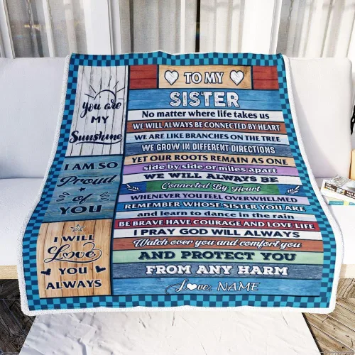 Miniatura 2 de Manta personalizada con texto en inglés «To My Sister from Sister Wood» No Matter Where Life Takes Us Soul Sister cumpleaños, Navidad, graduación