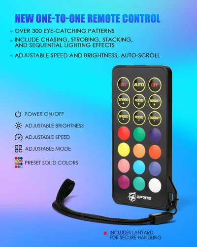 Miniatura 4 de Xprite Luces LED de Látigo Espiral de 91 cm RGB, Luces de Látigo Bailarinas de 360° con Cambio de Colores con Control Remoto y Bandera para Jeep