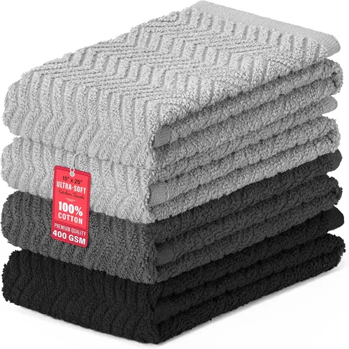 Miniatura 8 de DecorRack Paquete de 4 toallas de cocina, 100% algodón, 15 x 25 pulgadas, absorbentes para secar platos, toallas de mano, paños de limpieza