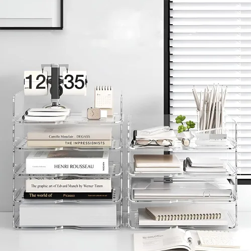 Miniatura 3 de Organizador de Papel de 4 Niveles para Escritorio, Bandeja de Papel Organizador de Escritorio Apilable, Ideal para Suministros de Oficina