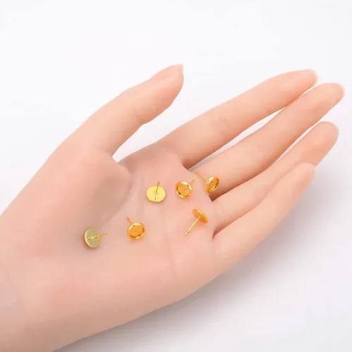 Miniatura 4 de Adabele - 20 piezas hipoalergénicas resistentes al deslustre, chapados en oro amarillo de 18 quilates, bandeja de bisel para aretes redondos