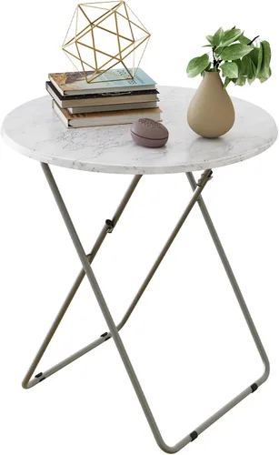 Miniatura 13 de Mesa de bandeja de TV, mesa plegable redonda, bandeja plegable para comer, mesa plegable pequeña, juego de 2, mesa de comedor para sofá, sala