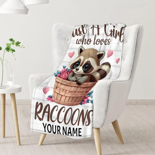 Miniatura 2 de Manta de mapache para niños, suave, mullida y acogedora, 30 x 40 pulgadas, manta de tamaño regazo para sofá, oficina, manta cálida blanca para regalo