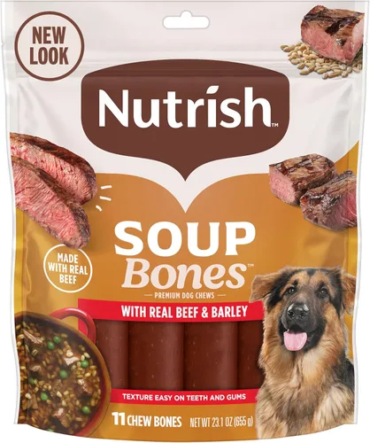 Miniatura 16 de Nutrish Soup Bones Masticables Premium para Perros con Carne de Res Real y Cebada, Relleno de Media Navideña para Perros, 6 Masticables (Rachael Ray)