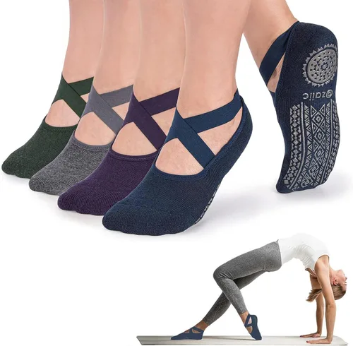 Miniatura 41 de Ozaiic - Calcetines de yoga para mujer con correas y agarres antideslizantes, ideales para pilates, Pure Barre, ballet, danza y entrenamiento