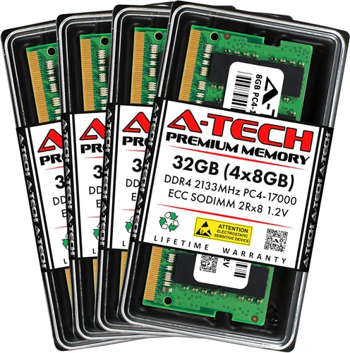 Miniatura 47 de A-Tech 4GB DDR4 2133MHz PC4-17000 ECC SODIMM 1Rx8 Rango único 1.2V 260-Pin Módulo de actualización de memoria RAM para Microserver, estación