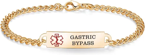 Miniatura 43 de Pulseras de identificación de alerta médica de 6.5 "-8.5" para mujeres, pulseras de emergencia médica de acero inoxidable, grabado gratuito