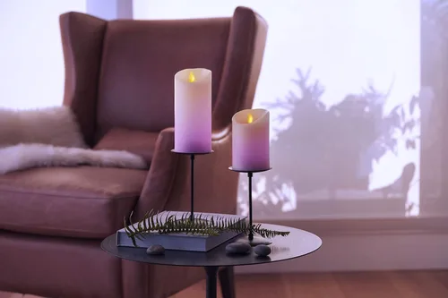 Miniatura 5 de Luminara Vela LED sin llama que cambia de color, 3 x 6.5 pulgadas, llama móvil de cera real, funciona con pilas con control remoto de 18 botones