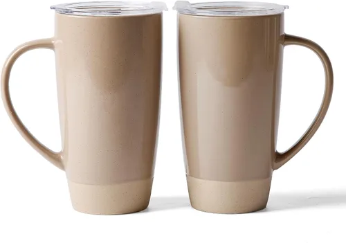 Miniatura 27 de famiware Jupiter - Taza de café grande de 20 onzas con tapa, taza de cerámica con asa para café con leche, té, cacao, leche, hogar y oficina, apta