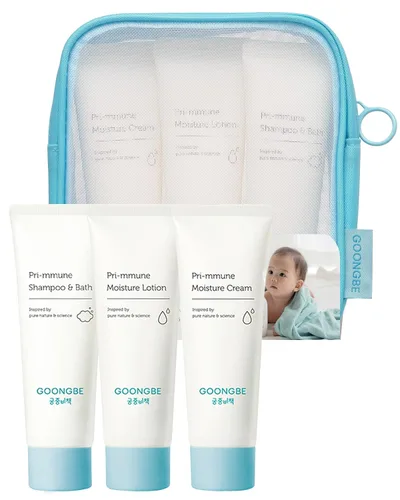 GOONGBE Baby Skincare Travel Set - Cuidado de la piel coreano para bebés y baño esenciales - Champú y baño, loción Moisutre, crema - Hidratante y