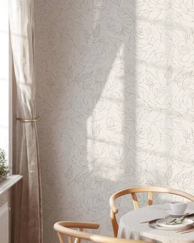 Miniatura 4 de Papel pintado de rosas bohemias, papel tapiz minimalista autoadhesivo extraíble, mural floral para despegar y pegar