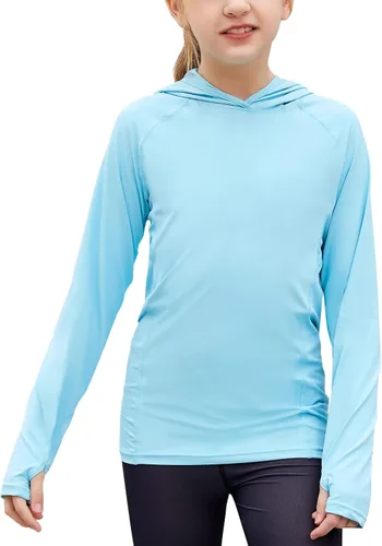 Miniatura 16 de Zaclotre - Sudadera con capucha para niños, con protección solar UPF 50+, de secado rápido, para niñas, con agujeros para los pulgares