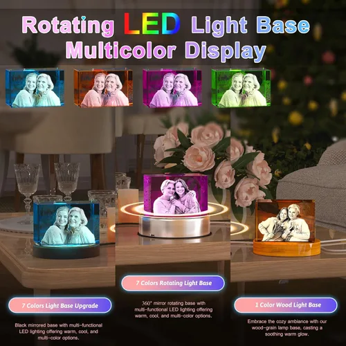 Miniatura 4 de Foto de cristal 3D personalizada, regalos personalizados para mujeres, hombres, ella, él, mamá, papá, parejas, imagen de vidrio grabado con láser