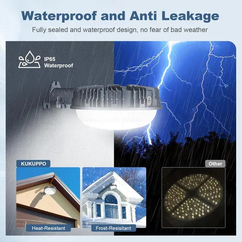 Miniatura 4 de KUKUPPO Luz LED de granero con certificación ETL, 120 W, luz de atardecer a amanecer, 5000 K, luz diurna, 14400 lm, IP65, impermeable, luces