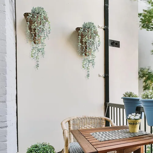 Miniatura 7 de COCOBOO 3 piezas de Plantas Colgantes Falsas, Plantas Artificiales Colgantes Falsas en Maceta de Eucalipto para Pared, Habitación, Hogar, Patio