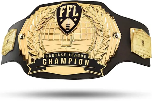 TrophySmack Cinturón de campeonato de fútbol de fantasía – Cinturón de campeonato perpetuo de 12 años con grabados opcionales (Oro o Plata)